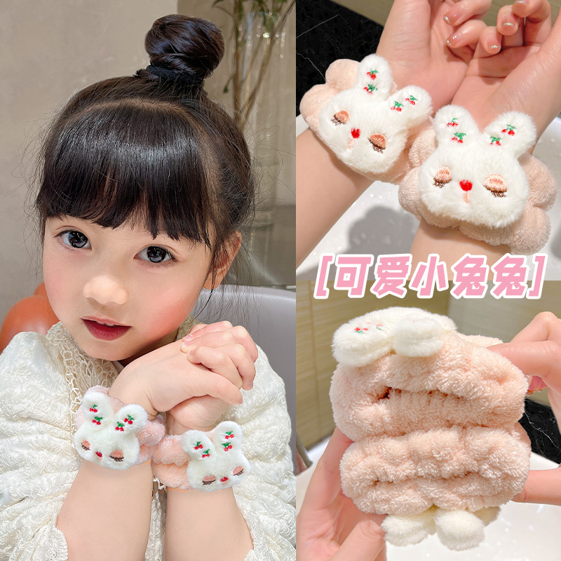 可爱洗脸手腕带儿童洗手防湿滴水袖子毛绒兔子护腕洗漱女生