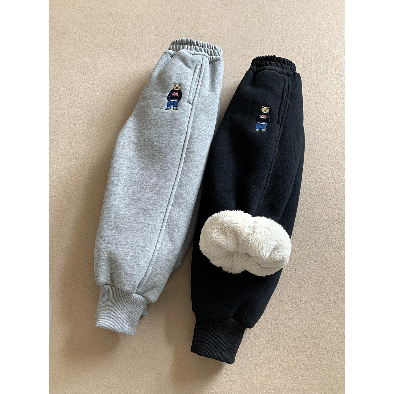 巴拉巴拉男童裤子加绒加厚冬季一体绒卫裤羊羔绒儿童秋冬款运动裤
