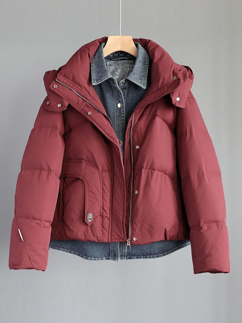 波司澄牛仔拼接假两件女冬季新款年时尚休闲加厚白鸭绒外套