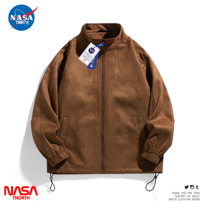 NASA联名秋冬季麂皮绒夹克男宽松百搭复古潮牌休闲外套情侣上衣女