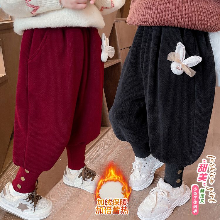 【今日促销】2023女童时尚裤子韩版冬季裤子ins潮百搭女加绒保暖