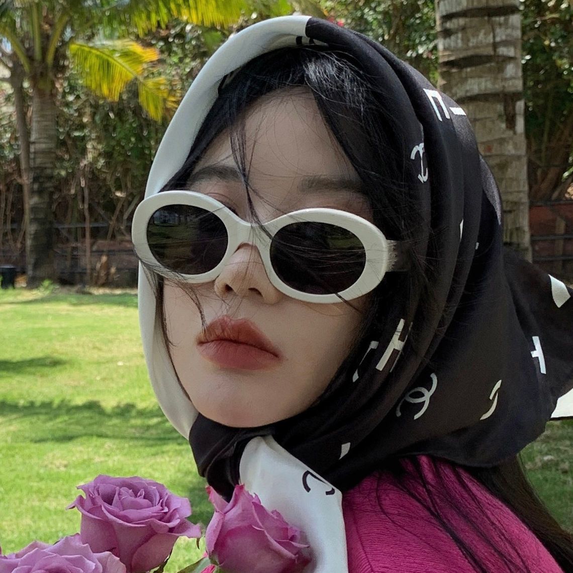 椭圆白框墨镜欧美凹造型太阳镜拍照女防紫外线强光高级感ins显瘦