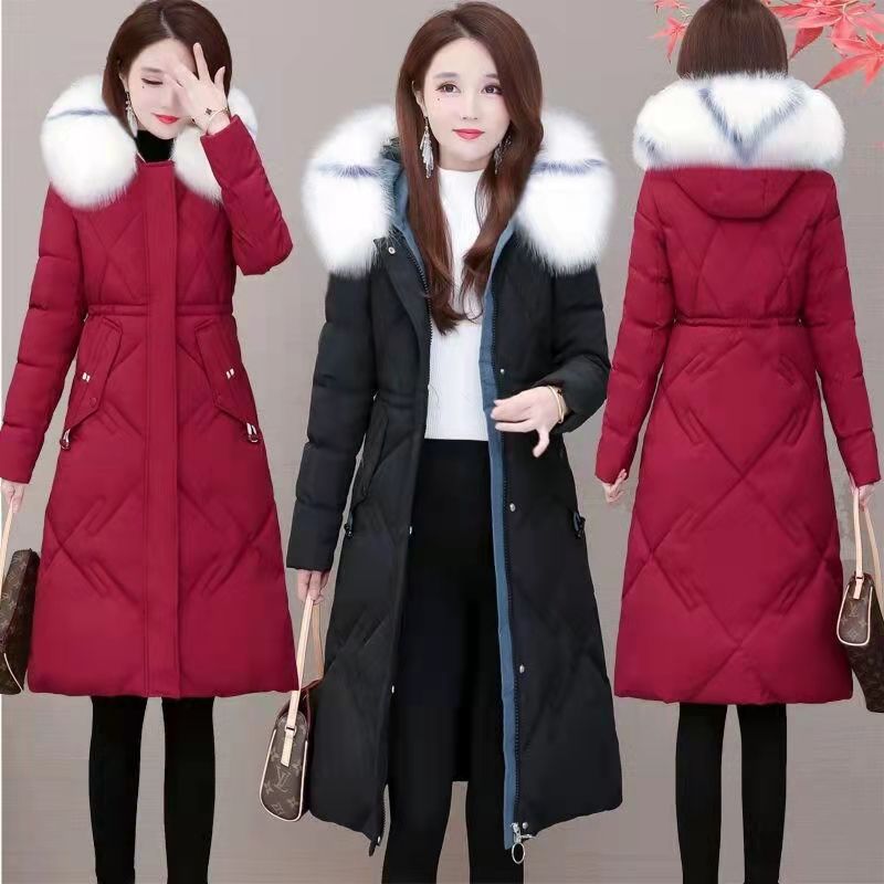 波司豋2022新款羽绒服服女中长款修身收腰保暖大码女士棉袄外套韩