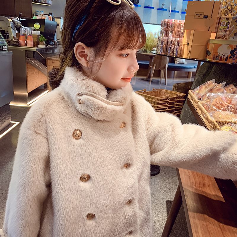 女童冬装2023新款儿童外套保暖中长款大衣潮