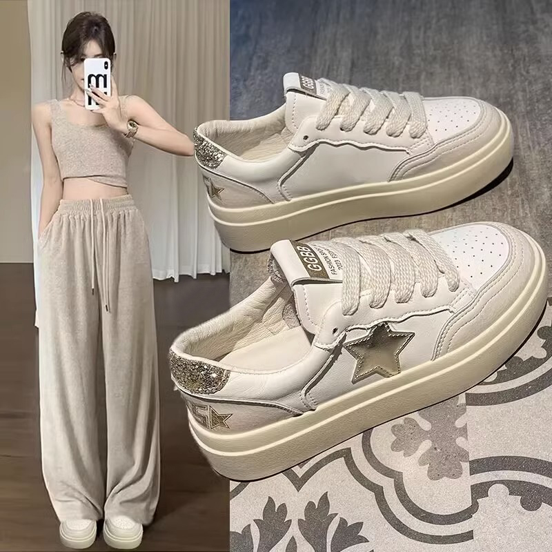 季回力休牌新爆款星星小白鞋夏女款2023新款板鞋厚底学生透气女