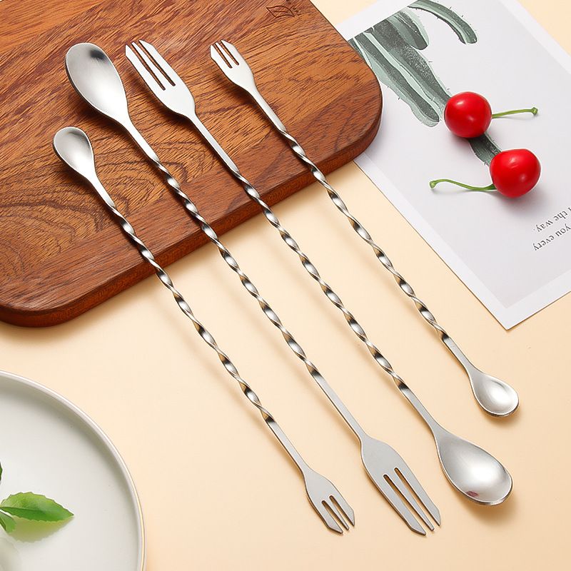 鸡尾酒调酒咖啡创意奶茶搅拌勺巴勺吧匙不锈钢长吧勺长柄搅拌螺旋