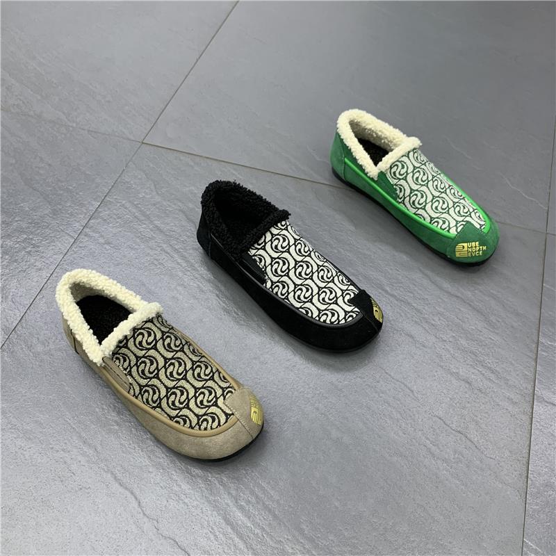 棉瓢鞋男冬季懒人一脚蹬板鞋男士软底加绒豆豆鞋男防滑保暖开车鞋