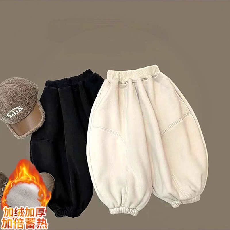【特价清仓】2023冬款裤子男女童百搭韩版宝宝复古韩系加绒通用束