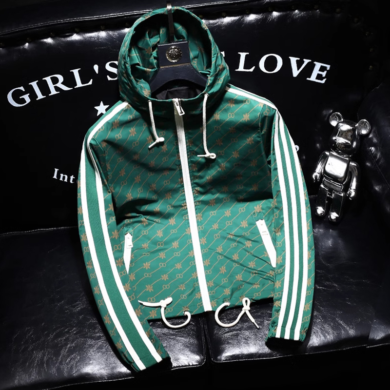 杰依索 欧货轻奢潮牌连帽外套男士春秋新款潮流修身百搭拉链夹克