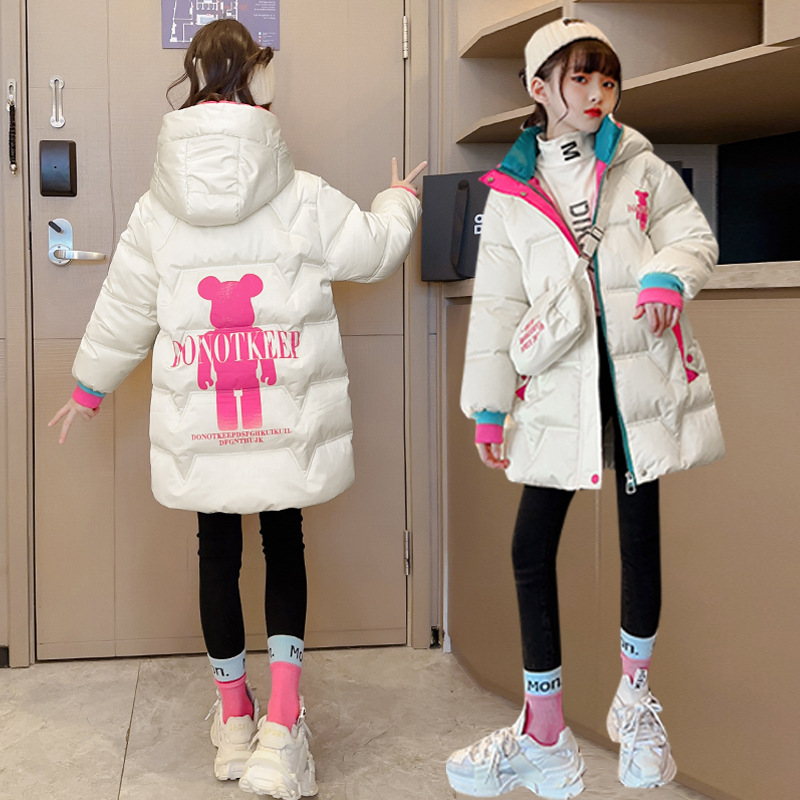 巴拉巴拉恩童装女童2023新款韩版冬款儿童棉服中大童小熊衣手塞棉