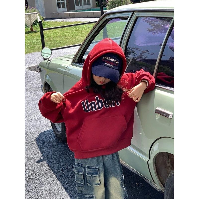 公主女童加绒卫衣秋冬儿童秋装2023新款洋气女孩上衣加厚连帽衣服