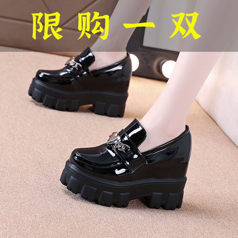 红蜻蜓牌小皮鞋女秋季配裙子2023新款亮片内增高厚底小个子一脚