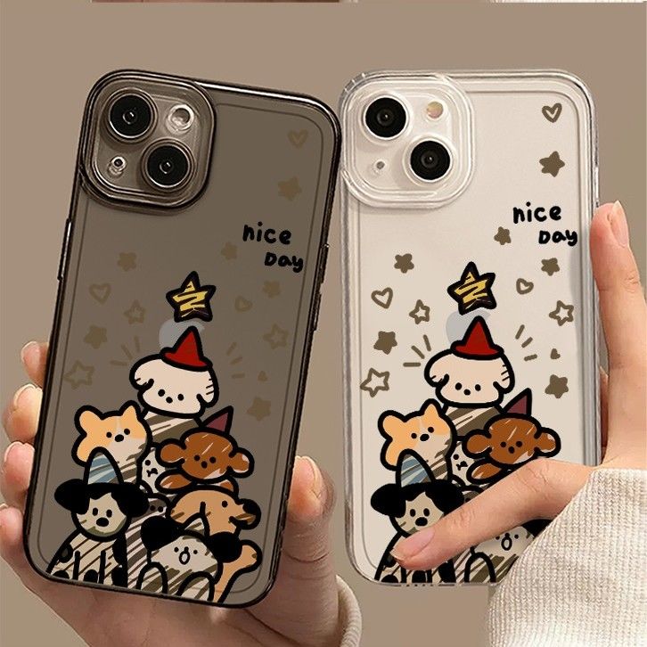 圣诞小狗苹果15promax手机壳iPhone14新款13透明12简约11软壳x女8