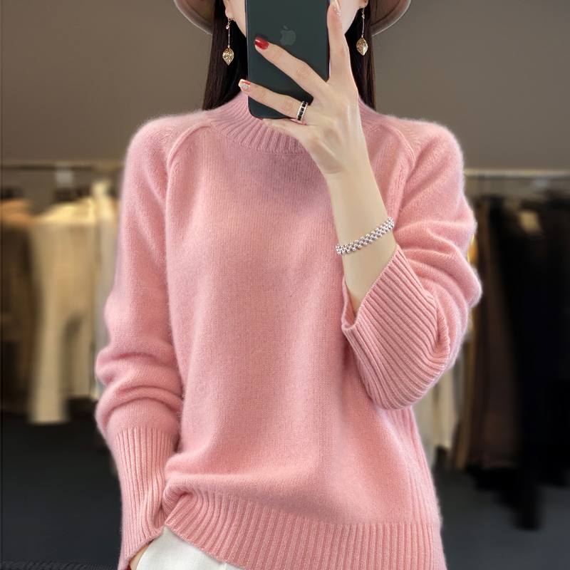 重磅加厚王菲同款羊绒衫女高领宽松时尚纯色套头针织打底衫114