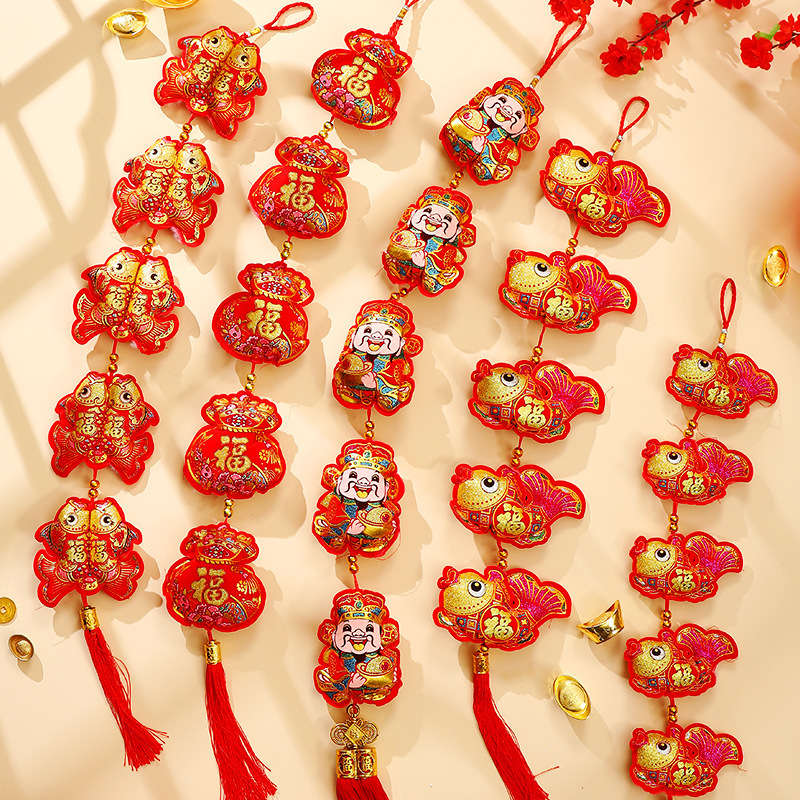 2023年新年过年装饰福包灯笼辣椒串鞭炮室内挂饰乔迁新居喜庆挂件