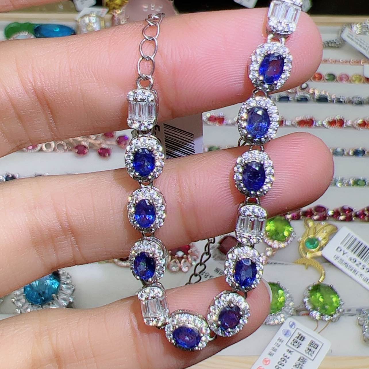 【闪购商品】蓝宝石手链银S925镶嵌