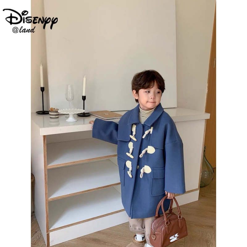 Disseny乐园男童呢大衣秋冬款2023新款牛角扣宝宝洋气儿童毛呢外