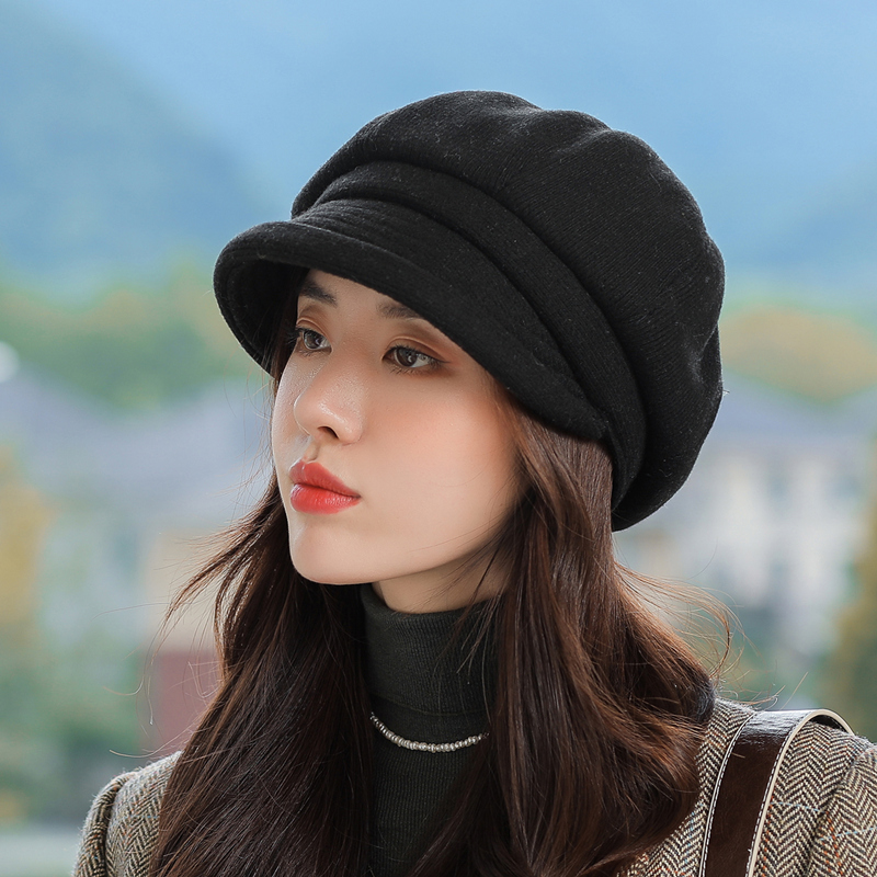 八角帽子女秋冬季保暖护耳贝雷帽时尚百搭韩版洋气画家帽2023新款