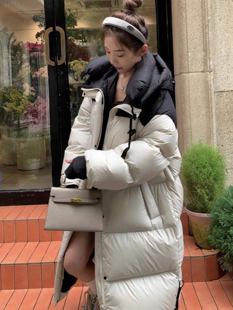 过膝羽绒服女2023新款中长款韩版时尚宽松加厚爆款冬季高级感炸街