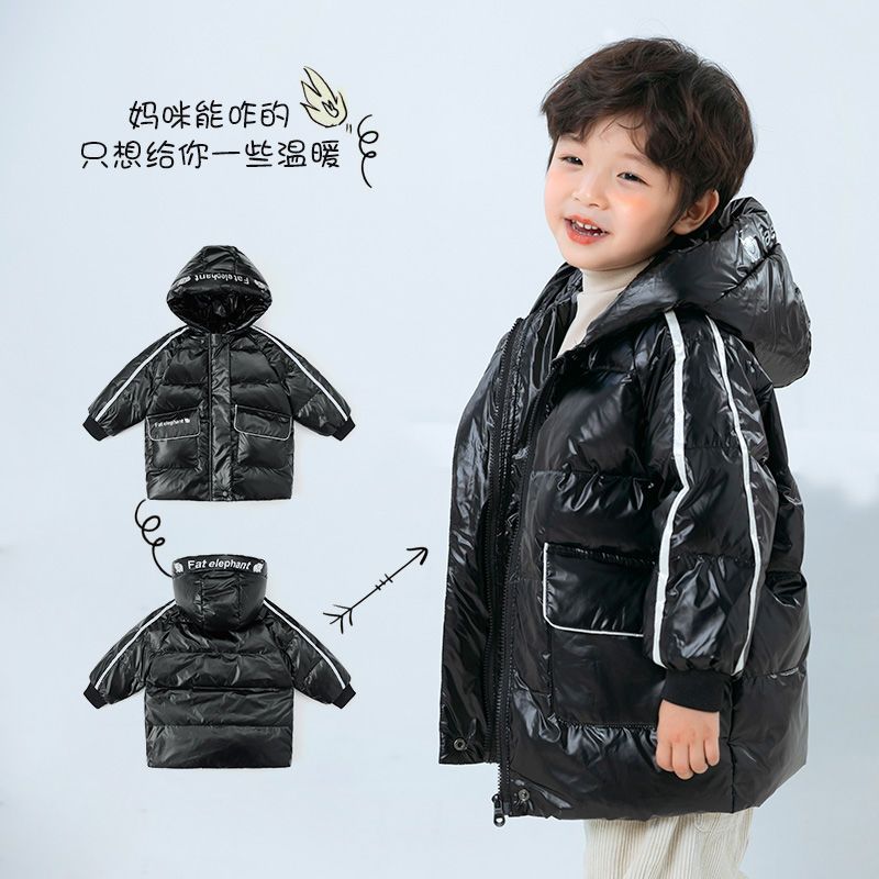 巴拉2023儿童冬季新款保暖服男童女童印花外套宝宝连帽冬装j
