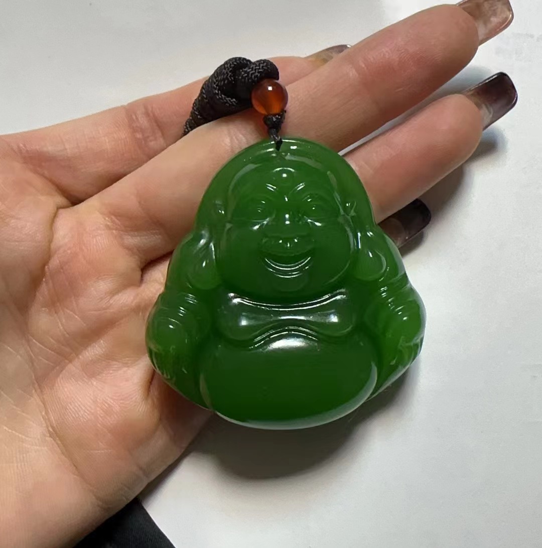 菠菜绿大肚佛公吊坠