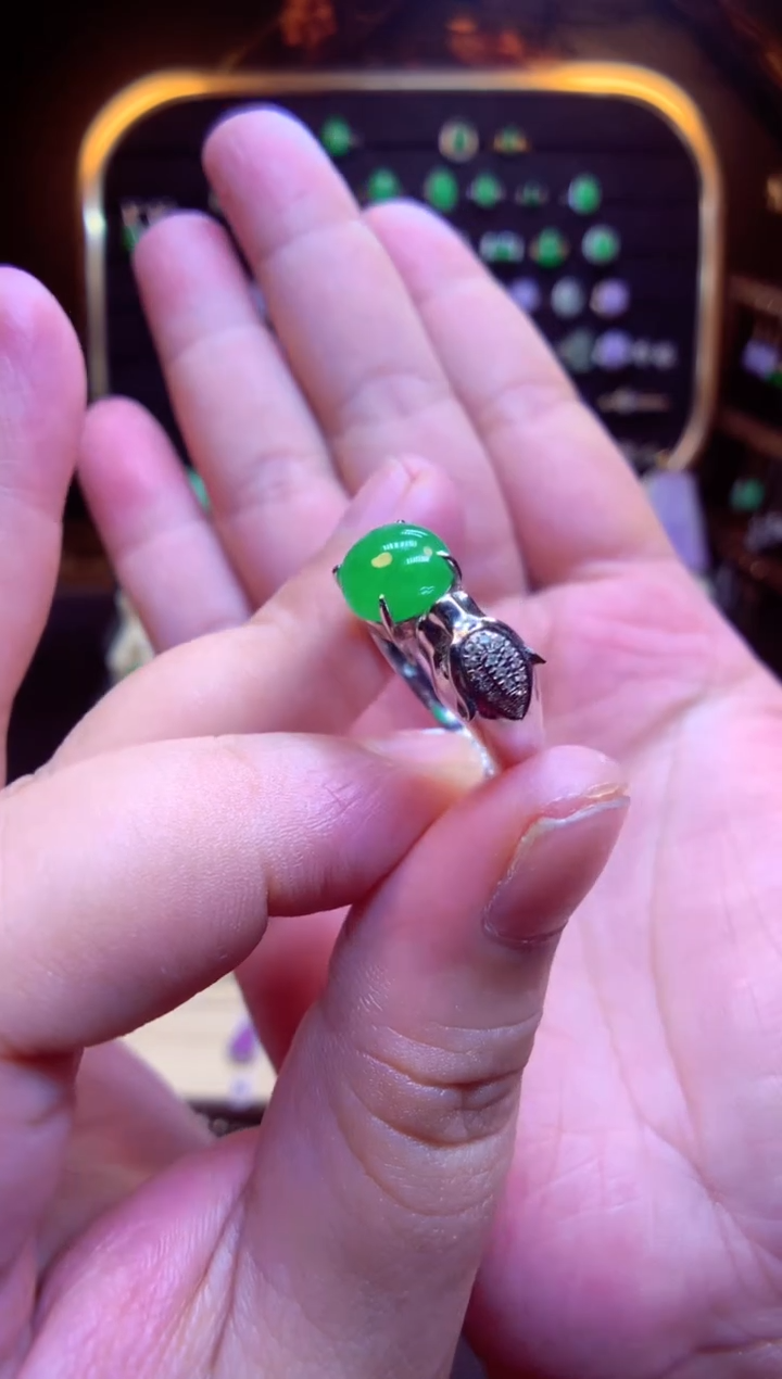 【闪购商品】翡翠颈饰18K金镶嵌戒指