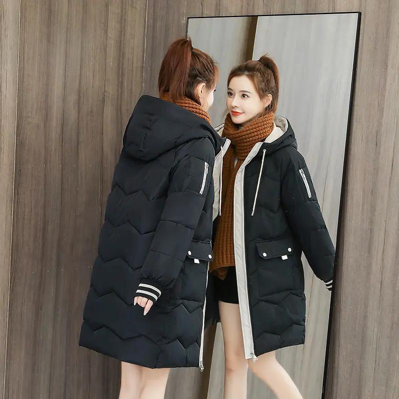 国潮伊曼反季中长款羽绒服服女韩版宽松棉袄2023年新款冬装小个子