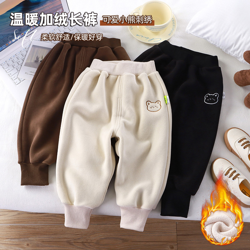 【加绒加厚】儿童加绒卫裤秋冬男童宽松保暖休闲裤女童加绒加厚长裤