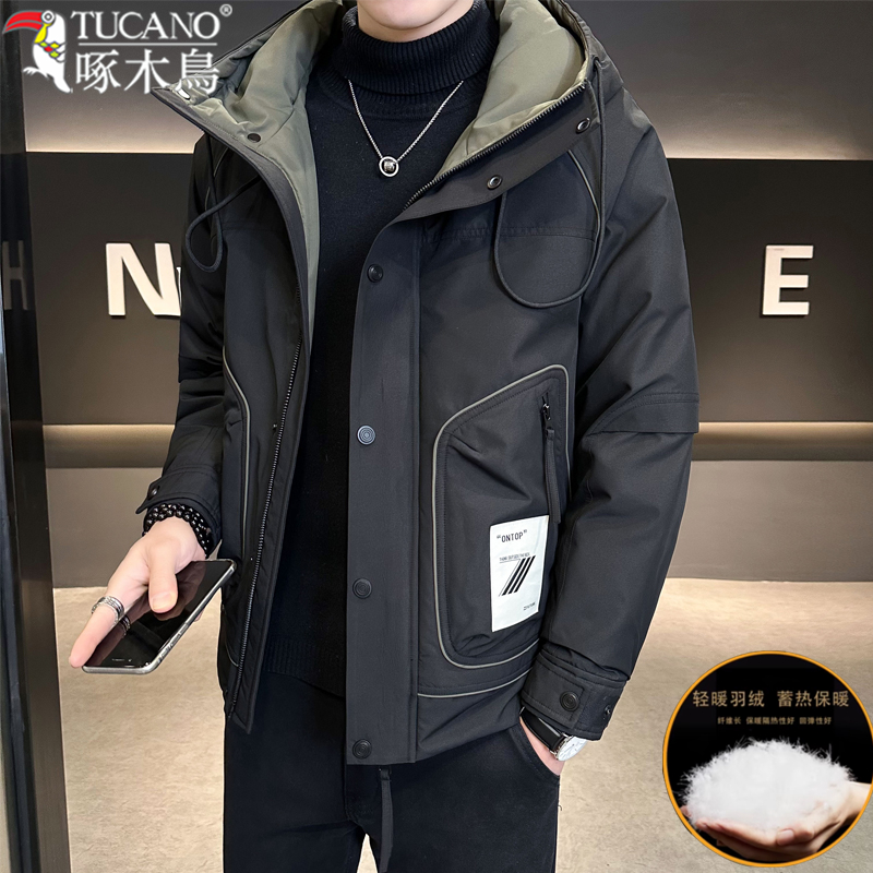 TUCANO/啄木鳥大牌冲锋衣羽绒服男士连帽冬季修身高级感工装外套