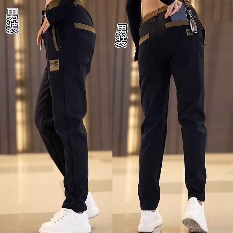 裤子男士秋冬新款潮流ins宽松百搭休闲时尚直筒裤刺绣小标拉链裤