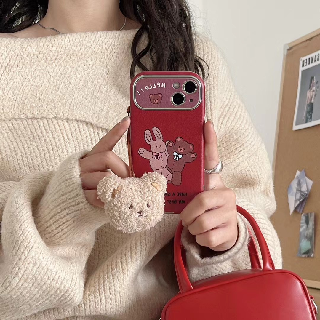 【苹果】iPhone15/14Promax防摔新年款跳舞熊兔小熊挂件女新手机壳