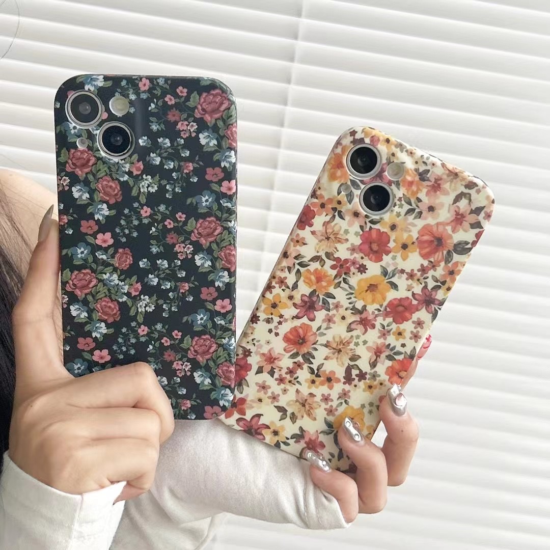 【苹果】iPhone15/14Promax防摔秋冬ins风复古花朵女软菲林手机壳