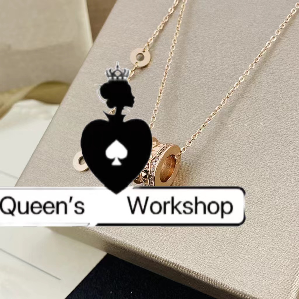铜合金合成锆石吊坠 【Queen's】12999-84时尚柳钉边钻项链香槟金