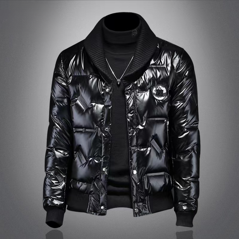 欧洲站漫威毒液羽绒服男2023年冬季新款潮流短款亮面大码休闲外套