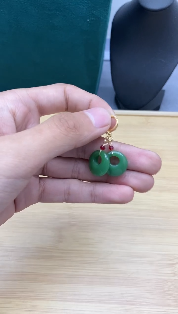 【闪购商品】和田玉耳饰银S925镀金镶嵌37