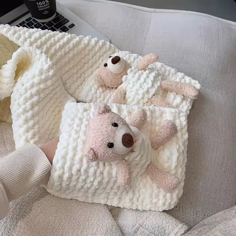 【送视频教程】DIY手工编织口袋熊材料包冰条小熊围巾围脖送女友