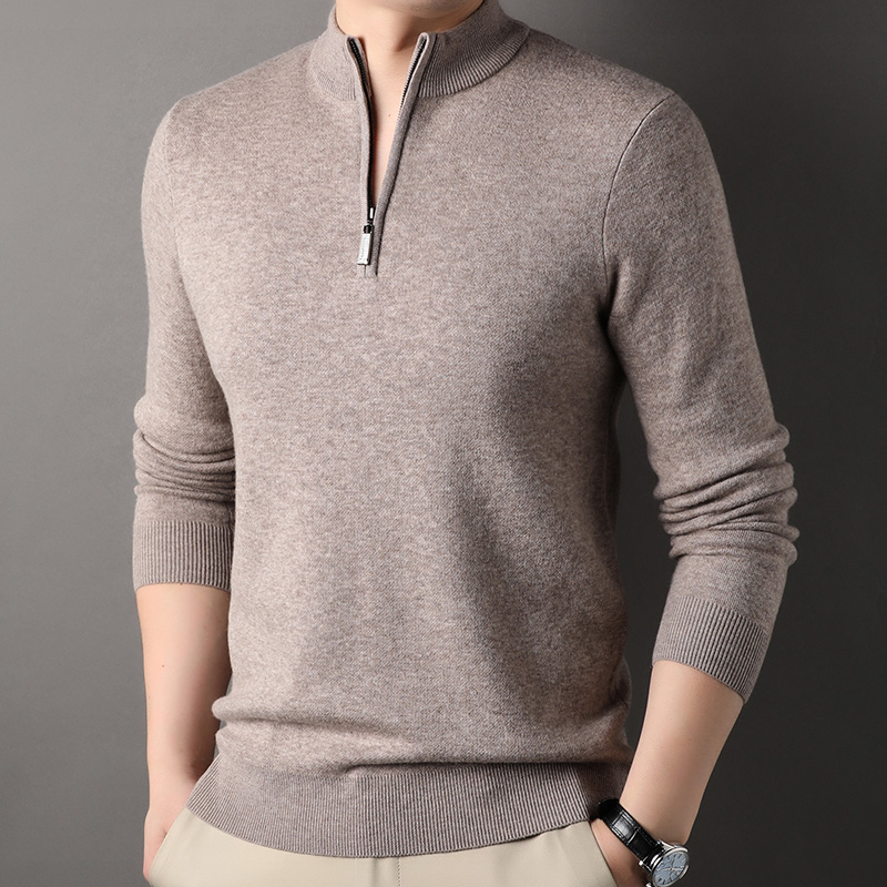 男毛衣加绒加厚半高领毛衣中年男士冬季新款贴身穿长袖春秋休闲