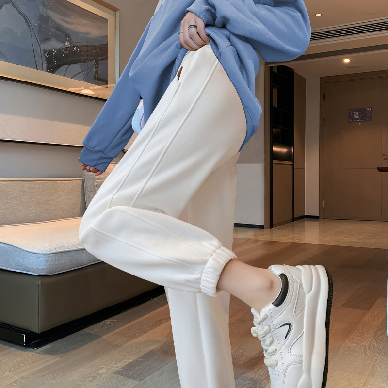 白色卫裤女春秋薄款显瘦小个子休闲裤子女2023新款冬季加绒运动裤