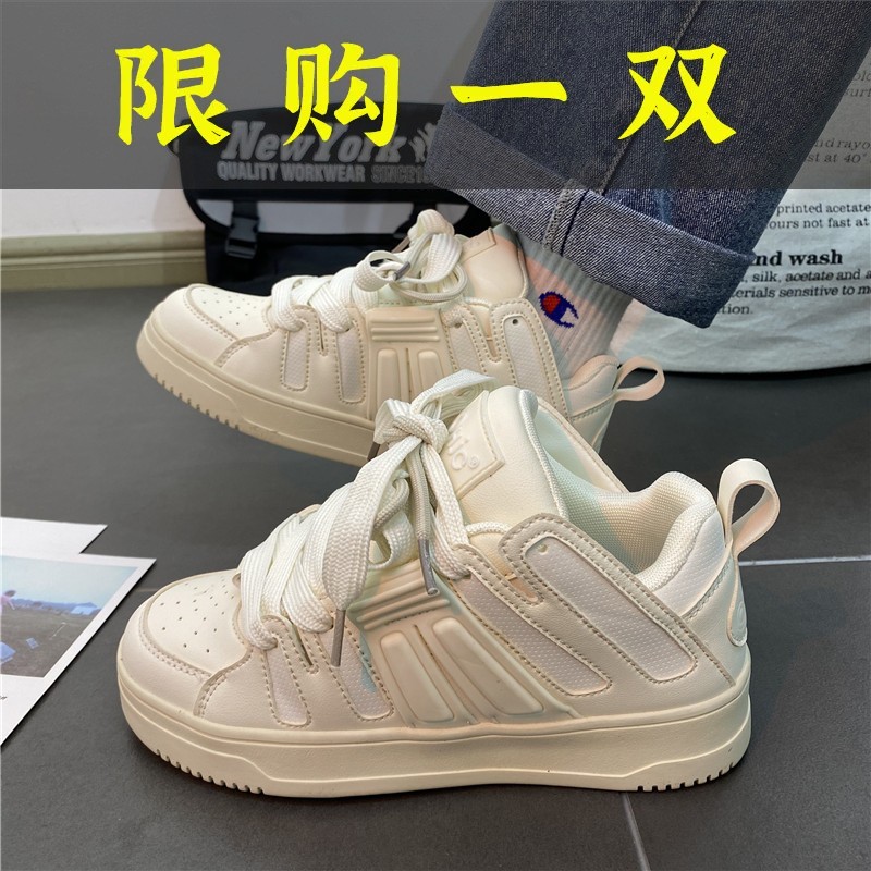 红蜻蜓牌女学院风复古面包鞋秋季2023新款休闲情侣厚底运动鞋爆