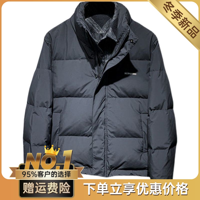 爆款男士羽绒服男短款韩版宽松休闲时尚潮牌立领保暖外套个性简约