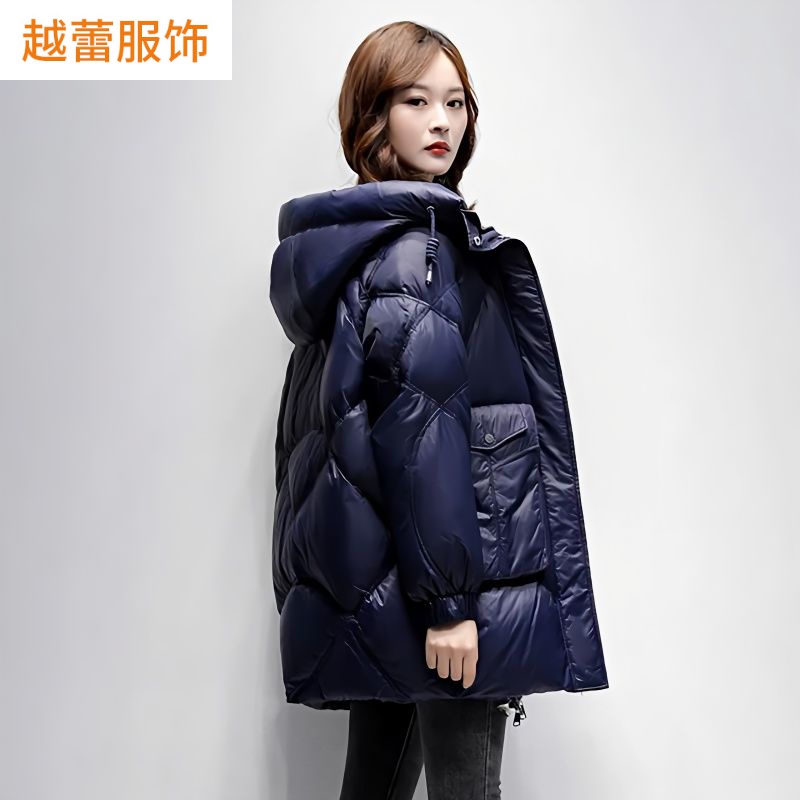 棉衣女中长款2023高档新款韩版宽松显瘦保暖棉服加厚连帽外套棉袄
