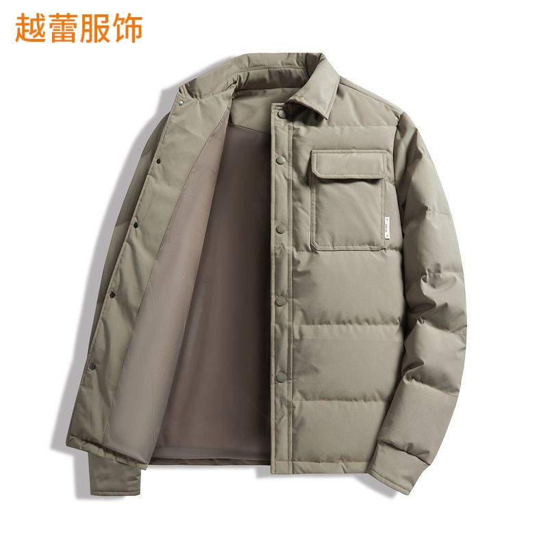 灰鸭绒羽绒服男2023新款轻薄羽绒服商务休闲翻领外套冬季加厚保暖