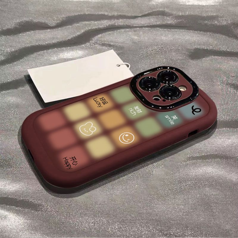 晕染彩色格子苹果15Pro手机壳iPhone14创意11/12时尚13/x软壳xr/8