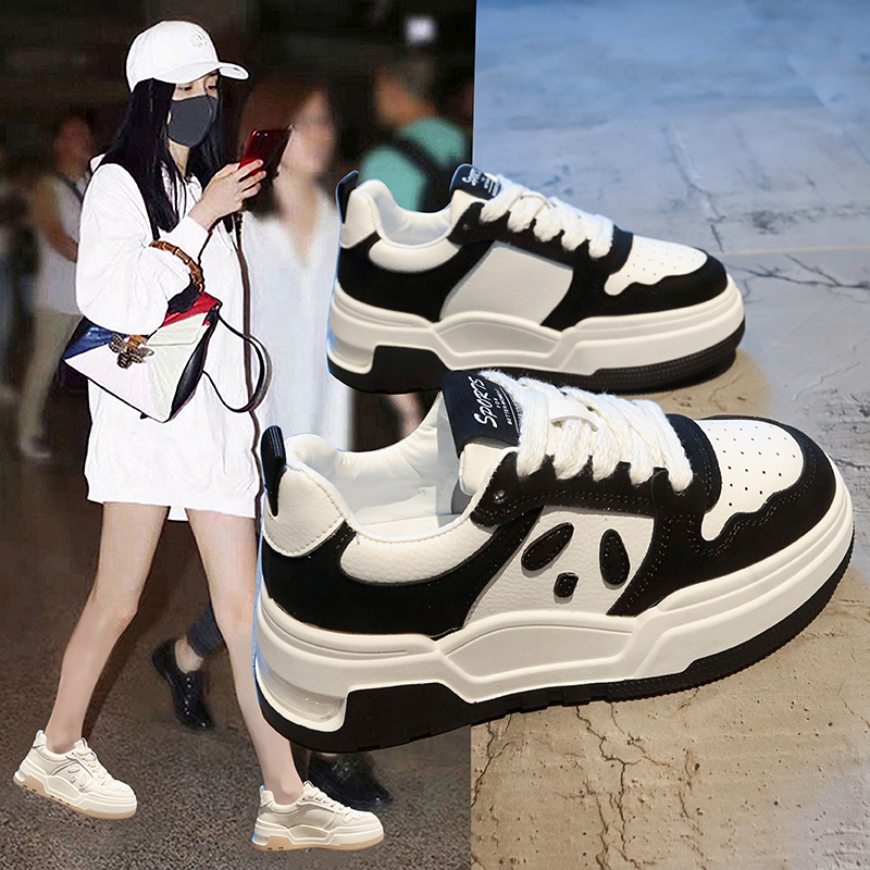 红蜻蜓牌端小白鞋女2023秋季新款拼色厚底熊猫鞋时尚百搭韩版圆