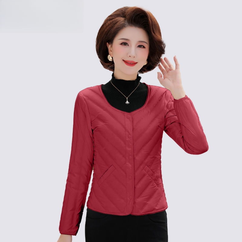 外穿时尚保暖中老年妈妈羽绒内胆女内穿短款秋冬圆领修身轻薄服