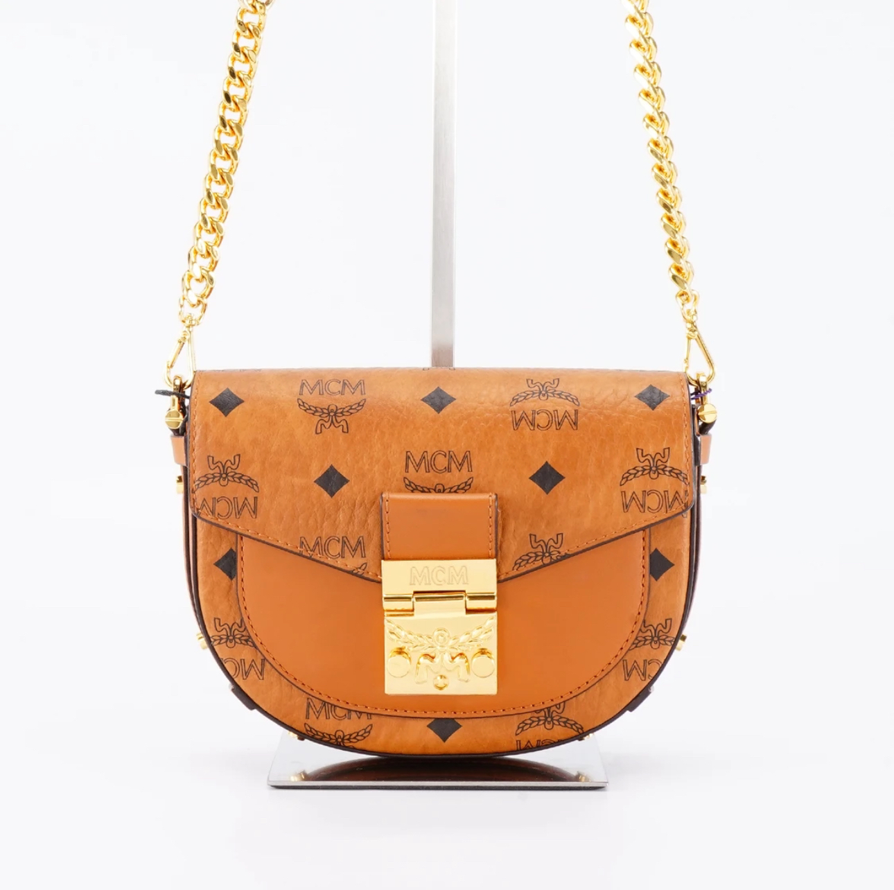 95新 MCM Mcm干邑色马鞍包小号斜挎包