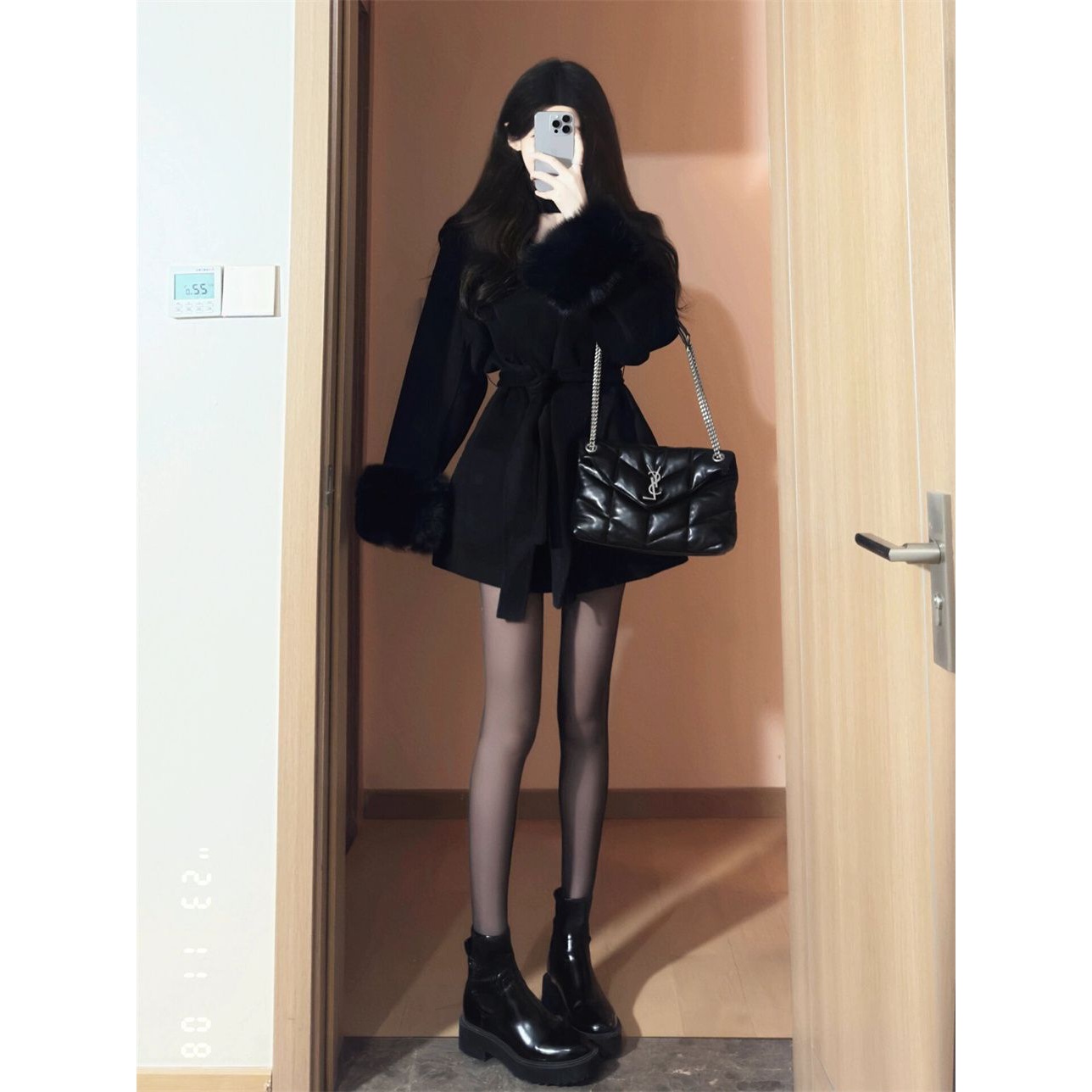 显瘦小个子气质名媛感收腰毛呢外套秋冬季新款加厚保暖呢子大衣女