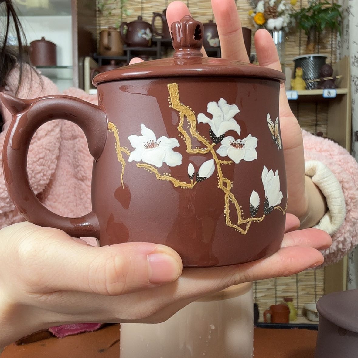 【闪购商品】紫砂茶杯玉兰花素白