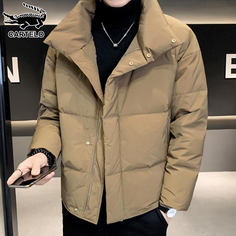鳄鱼冬季新款羽绒服男士韩版潮流立领面包服加厚白鸭绒羽绒衣外套
