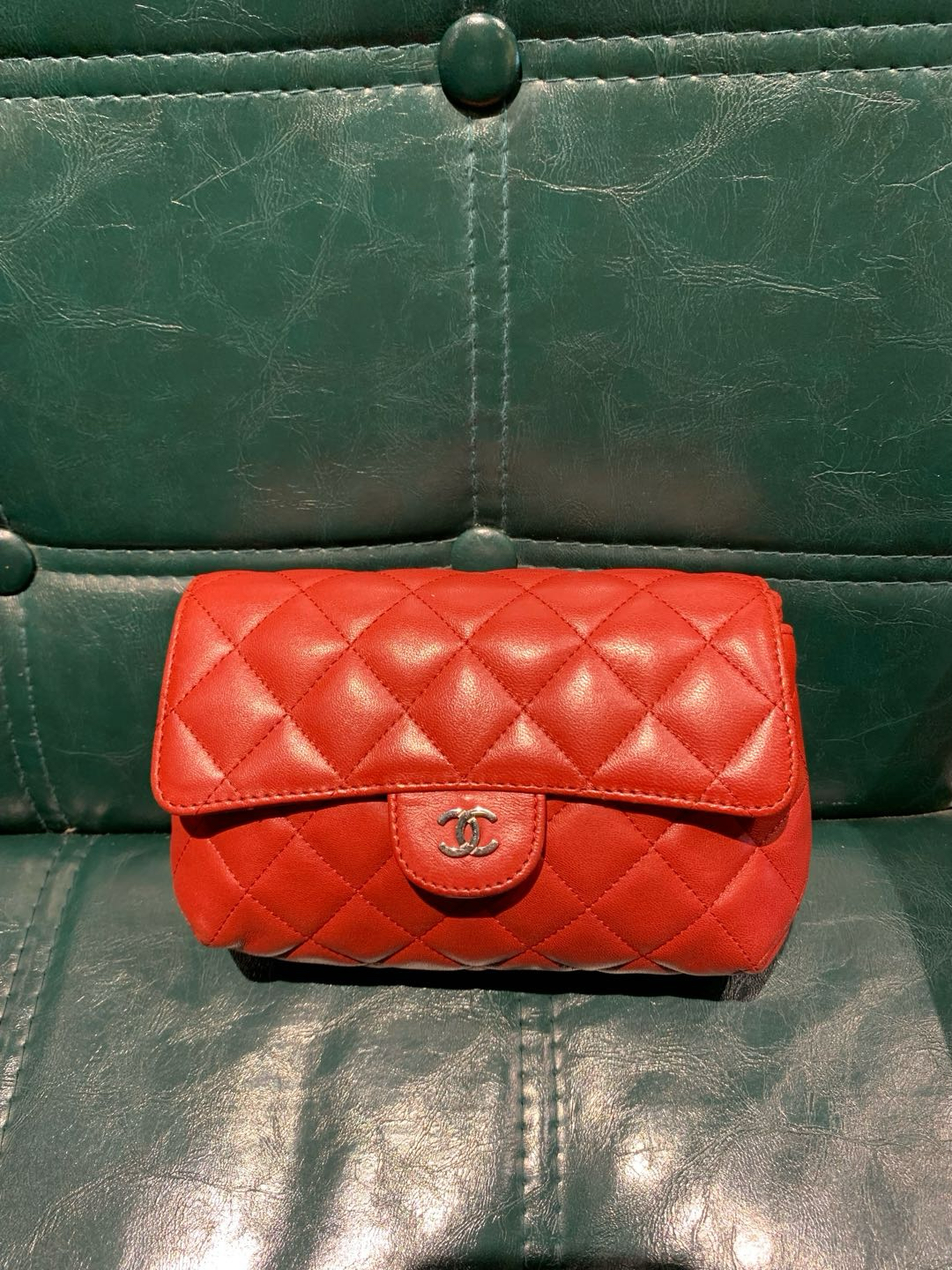 95新 Chanel/香奈儿 菱格纹红色手包